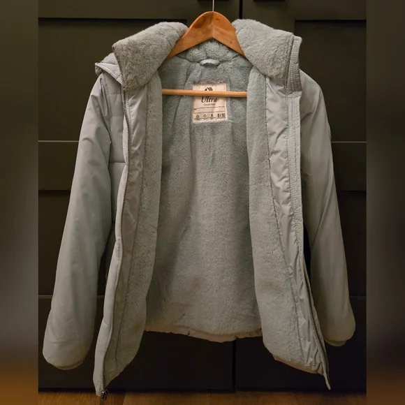 Abercrombie Kids Girl's Light Blue Hooded Coat - Picture 2 of 4